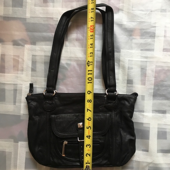 STONE MOUNTAIN Black Leather HOBO TOTE SHOULDER BAG Purse - Picture 6 of 14